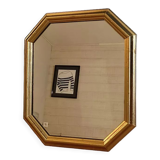 Hexagonal mirror golden carved solid wood frame