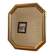 Hexagonal mirror golden carved solid wood frame