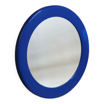 Miroir rond mural syla cadre bleu en plastique vintage