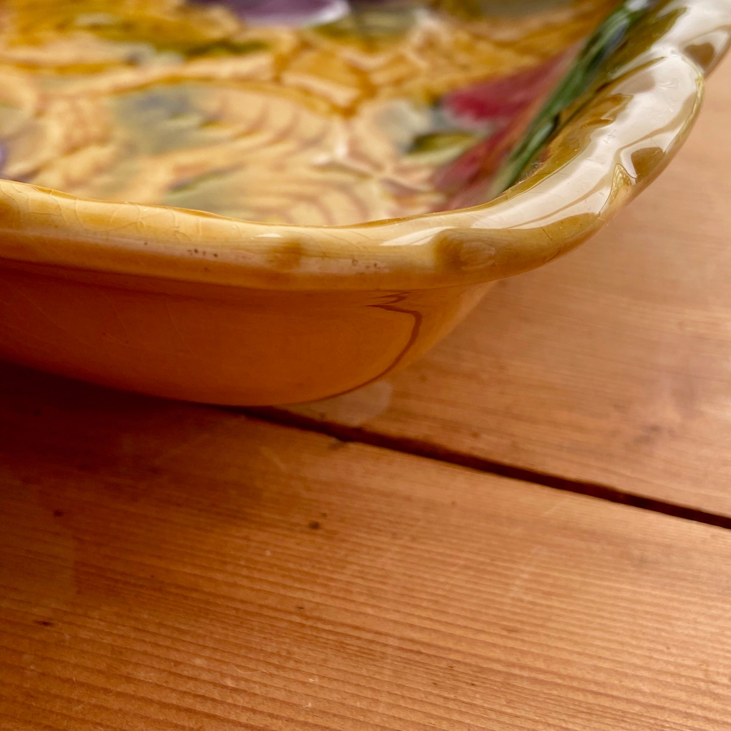 Sarreguemines earthenware dish-fruit decoration-60s