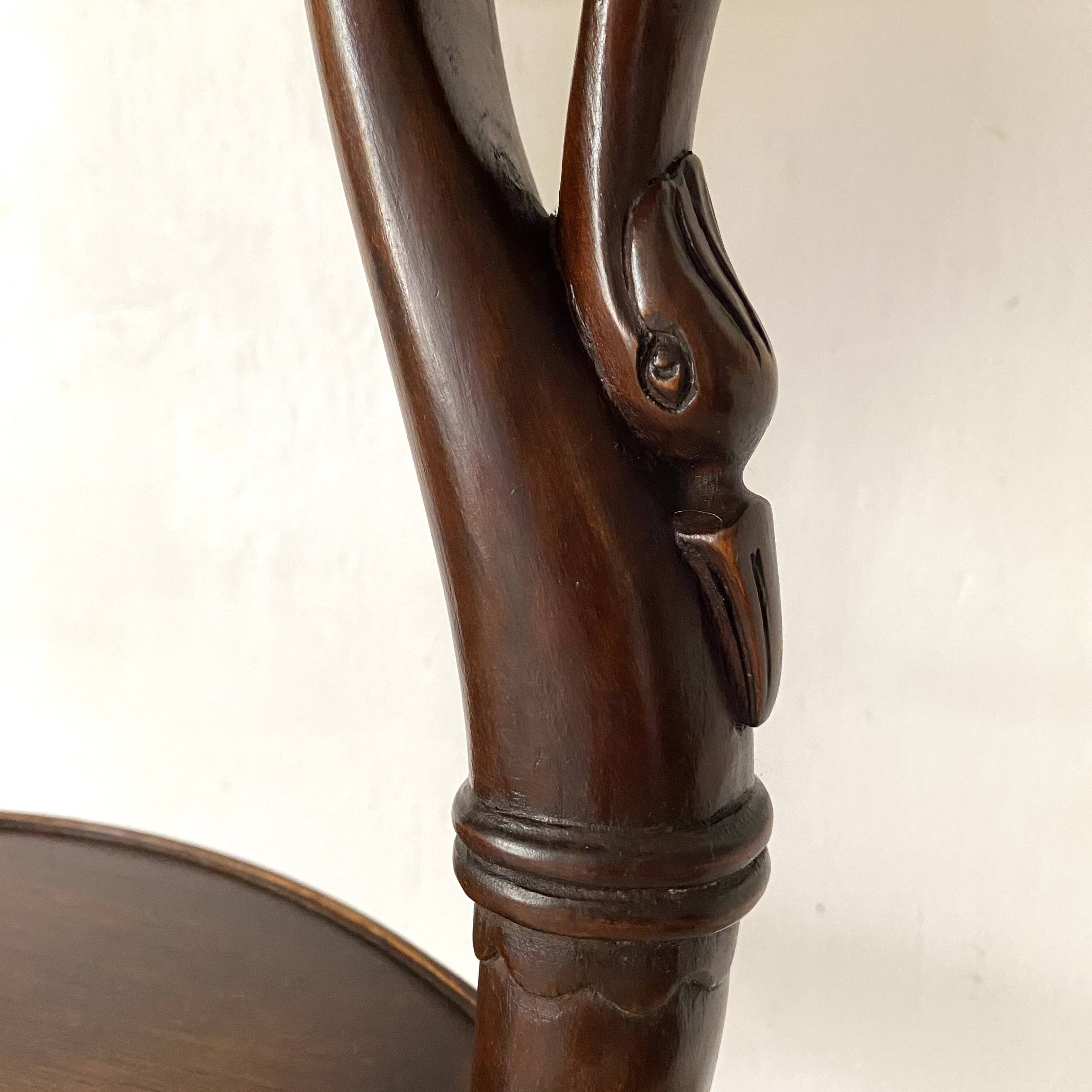 Empire style swan neck and lion paw pedestal table