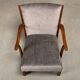 Fritz Hansen Armchair in stained beech wood and warm Grey Mohair, 1940s