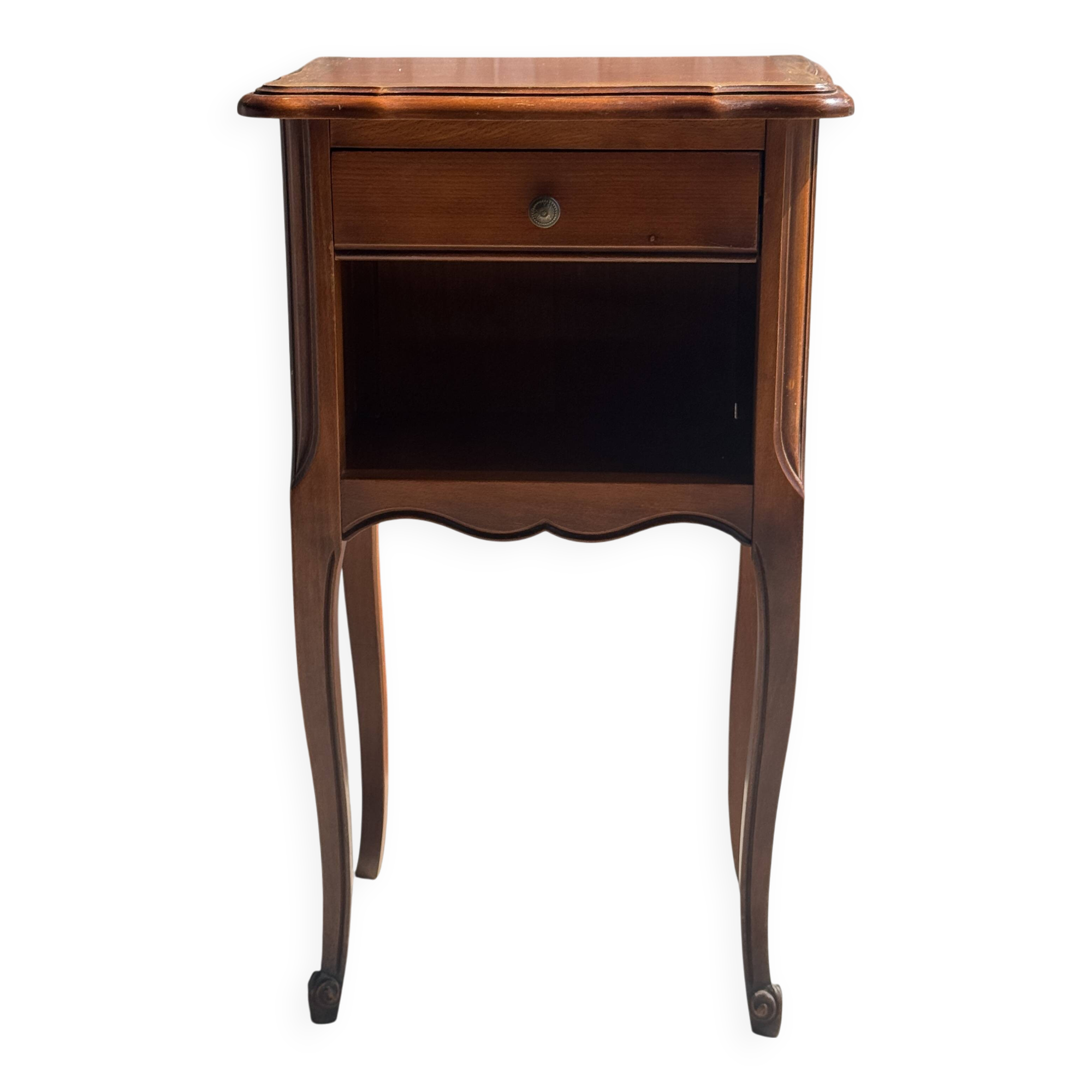 Classic wooden bedside table with drawer