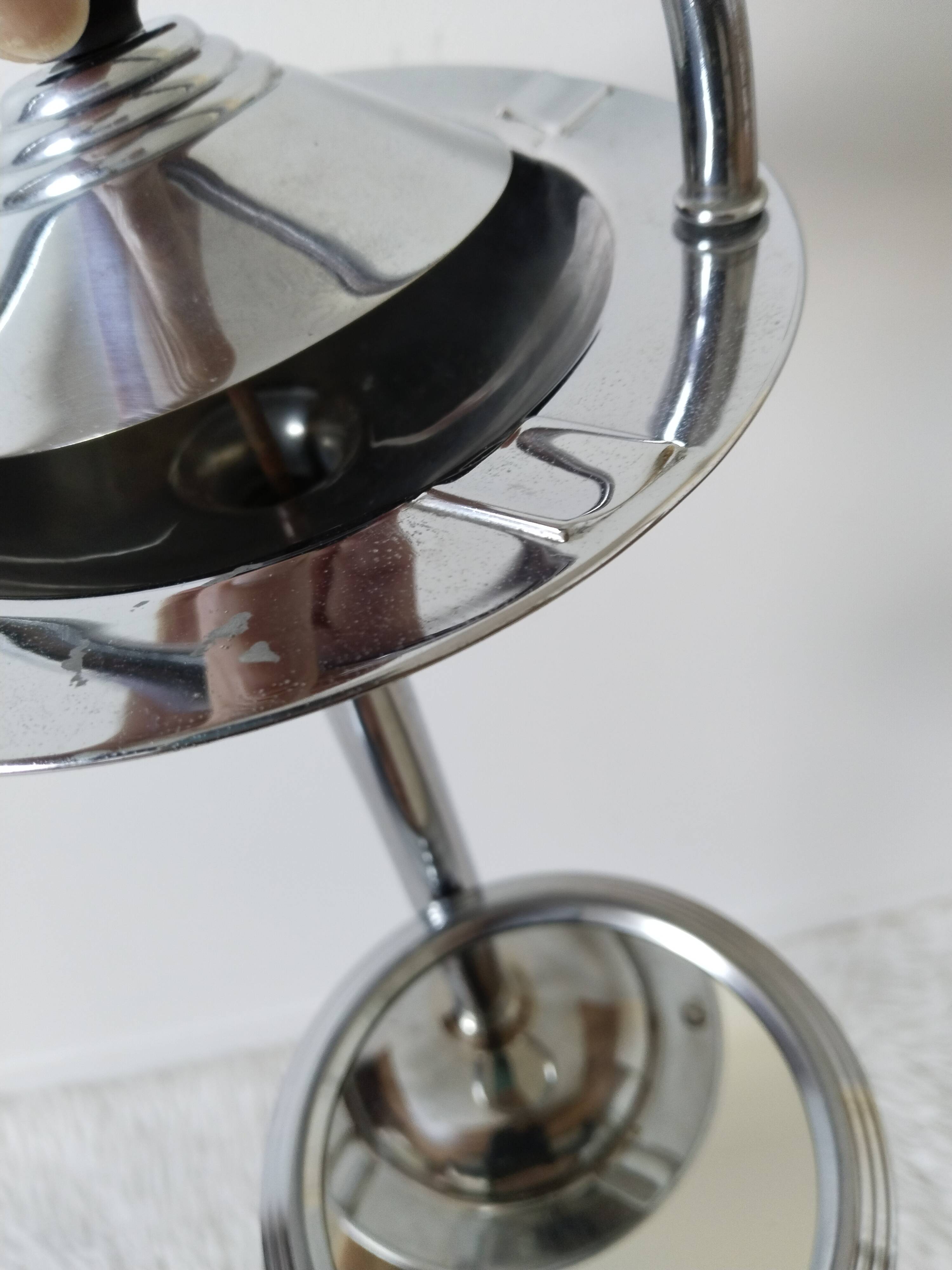 Free-standing ashtray, with mirror shelf