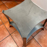 Table basse en inox design 1970 attribué à Francoise Sée