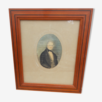 Dessin portrait miniature daté 1849