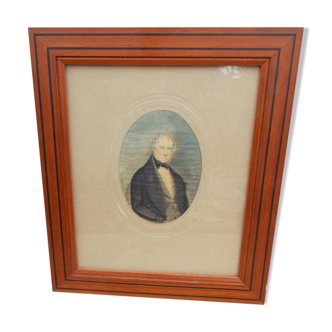 Dessin portrait miniature daté 1849