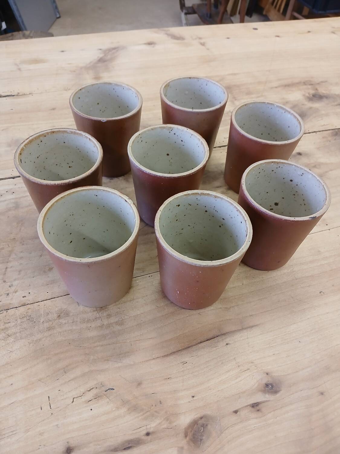 8 antique glazed stoneware cups/glasses