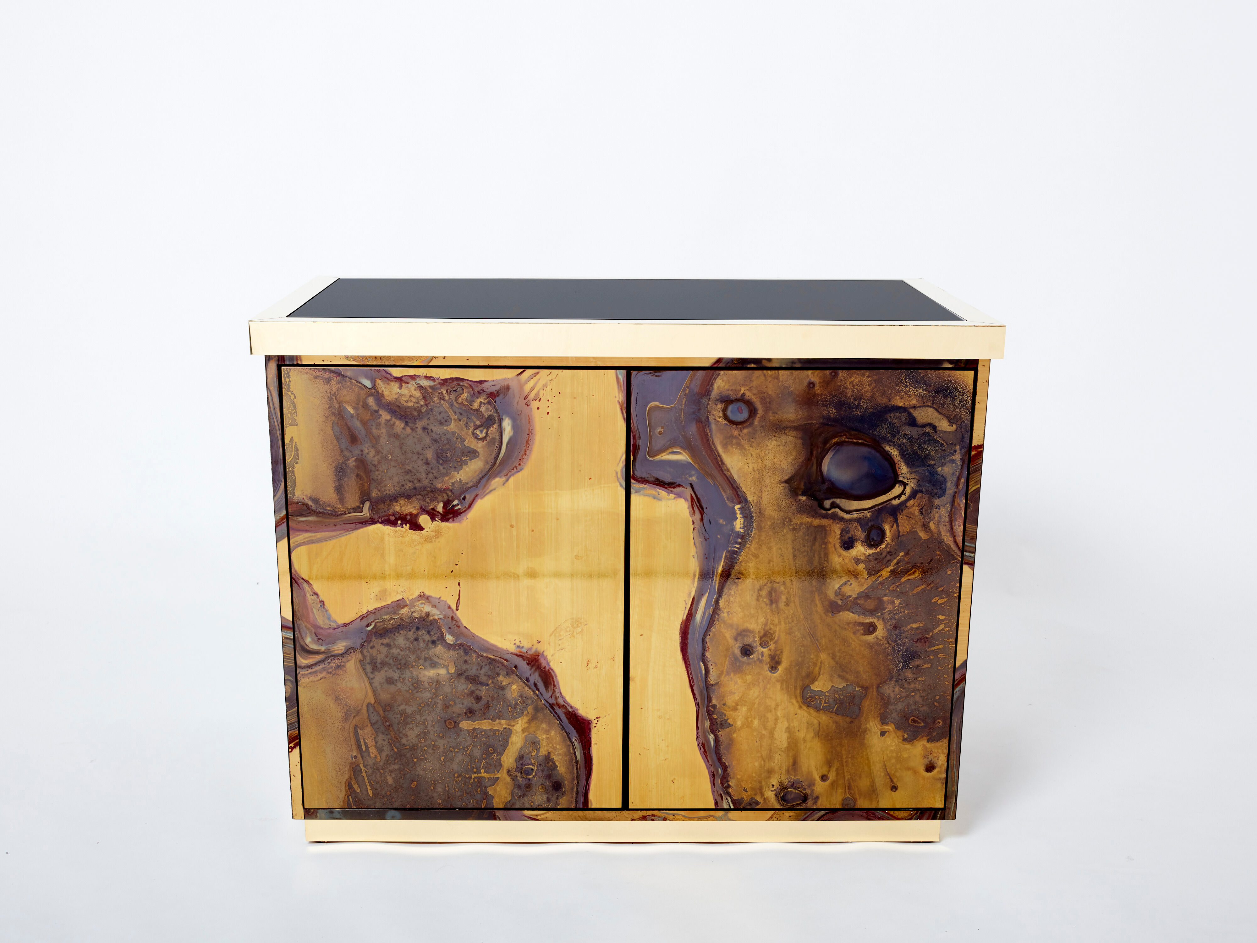 Pair of brass cabinets oxidized 1970