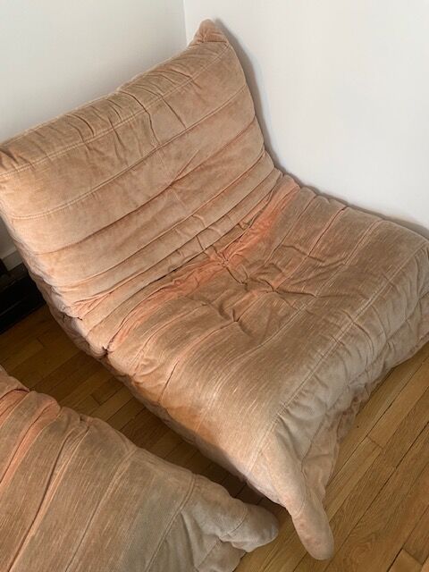 Canapé 3 places & 1 chauffeuse togo ligne roset rose pale | Selency