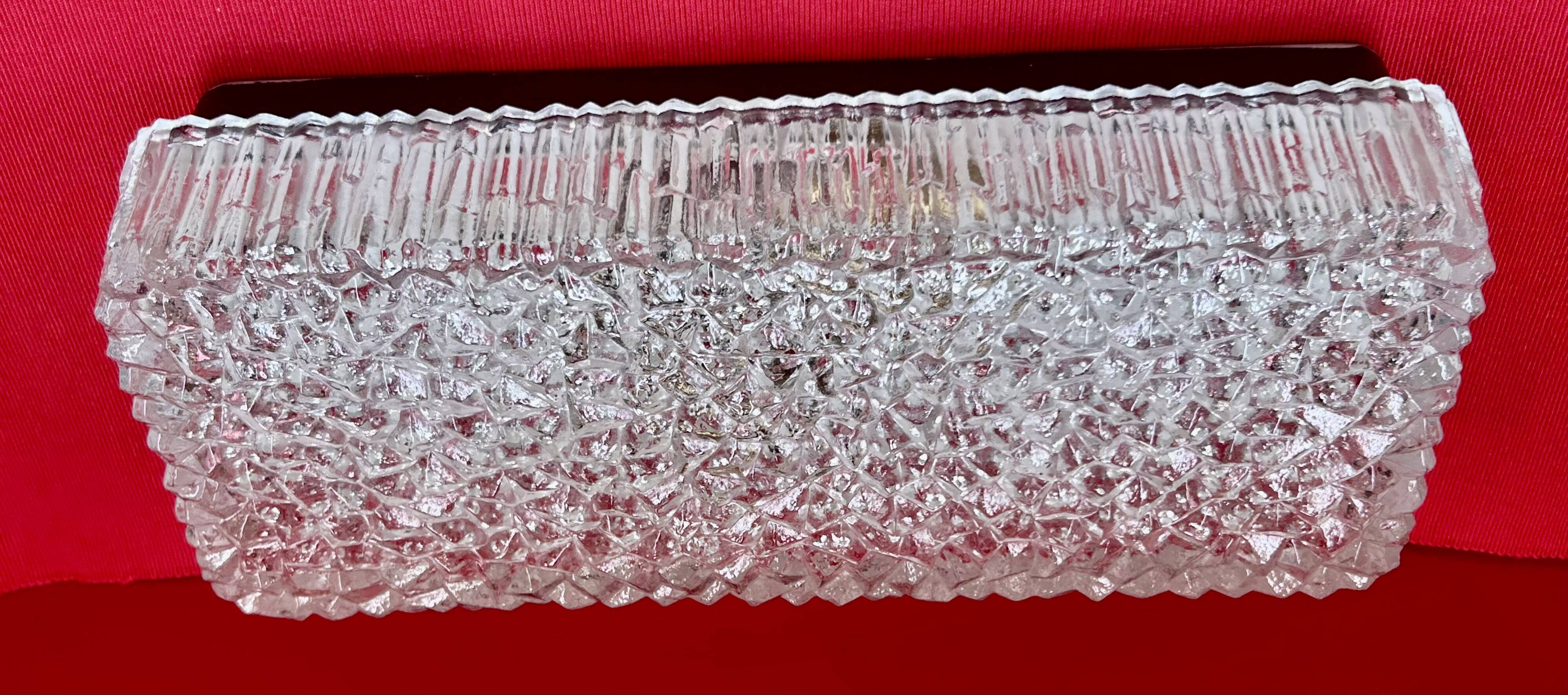 LARGE APPLIQUE OR CEILING LIGHT IN INDUSTRIAL VINTAGE HOLOPHANE GLASS