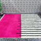 Tapis marocain en laine naturelle écru à motifs géométriques 250cmx150cm