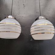 Pair of opaline pendant lights
