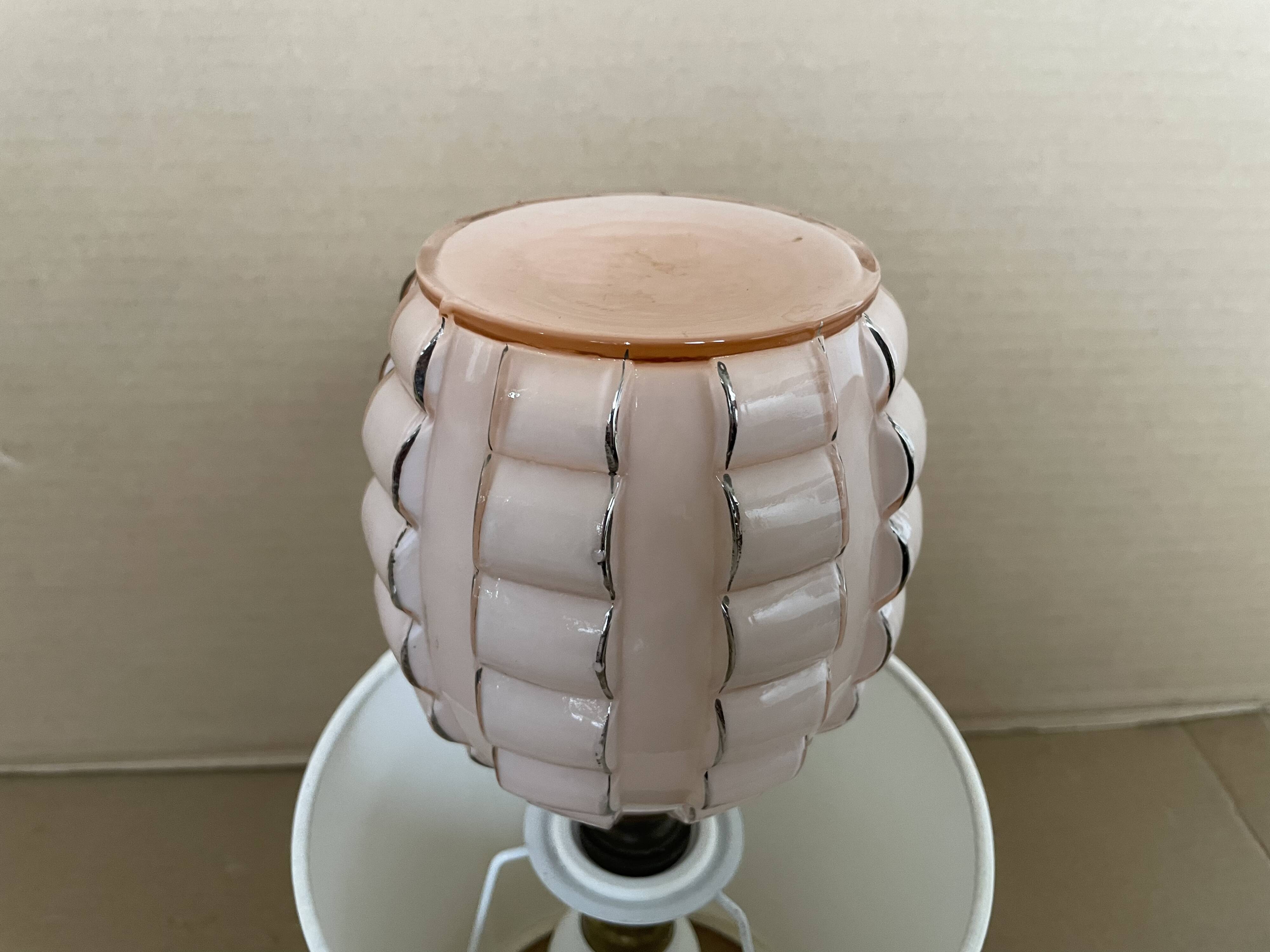 Small antique glass table lamp