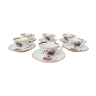Set of 6 cups and under coffee cups in fine porcelain from Chauvigny, made in France.