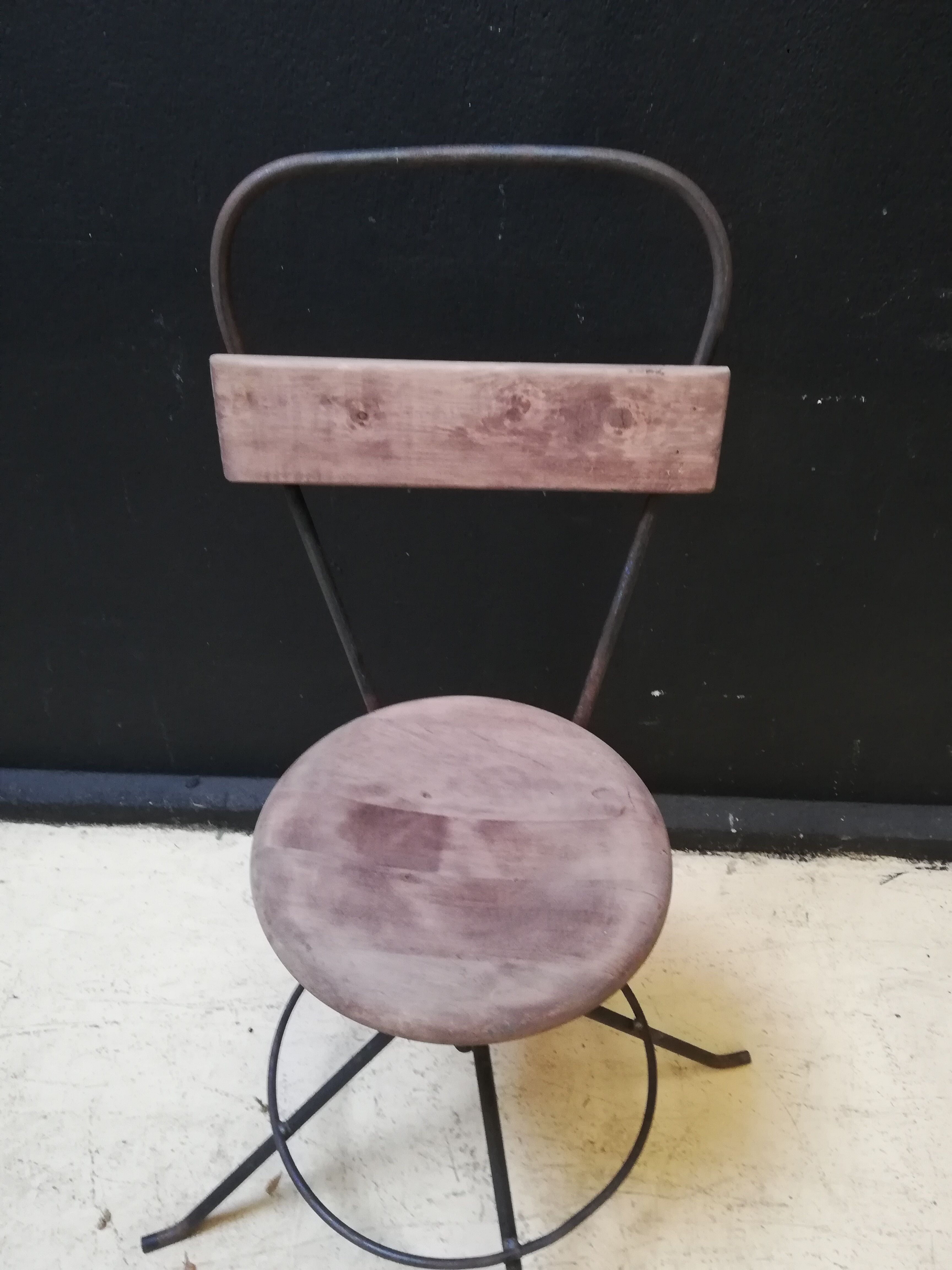 Industrial swivel chair wood and metal