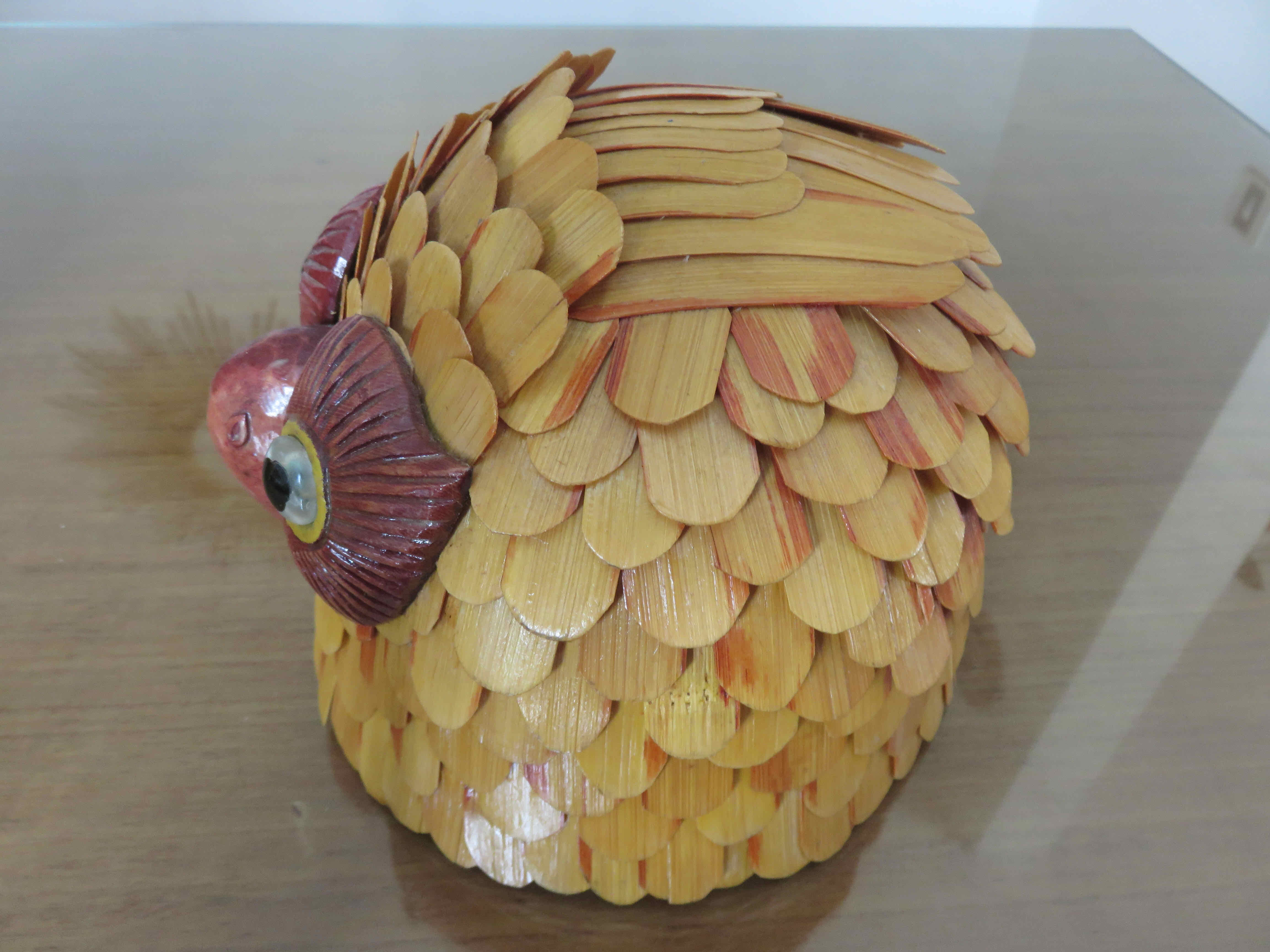 Box "owl" in rattan bamboo 70s