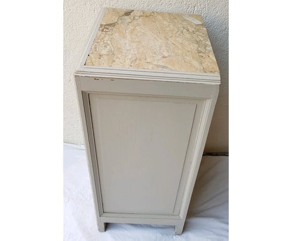 50's wooden and light marble bedside