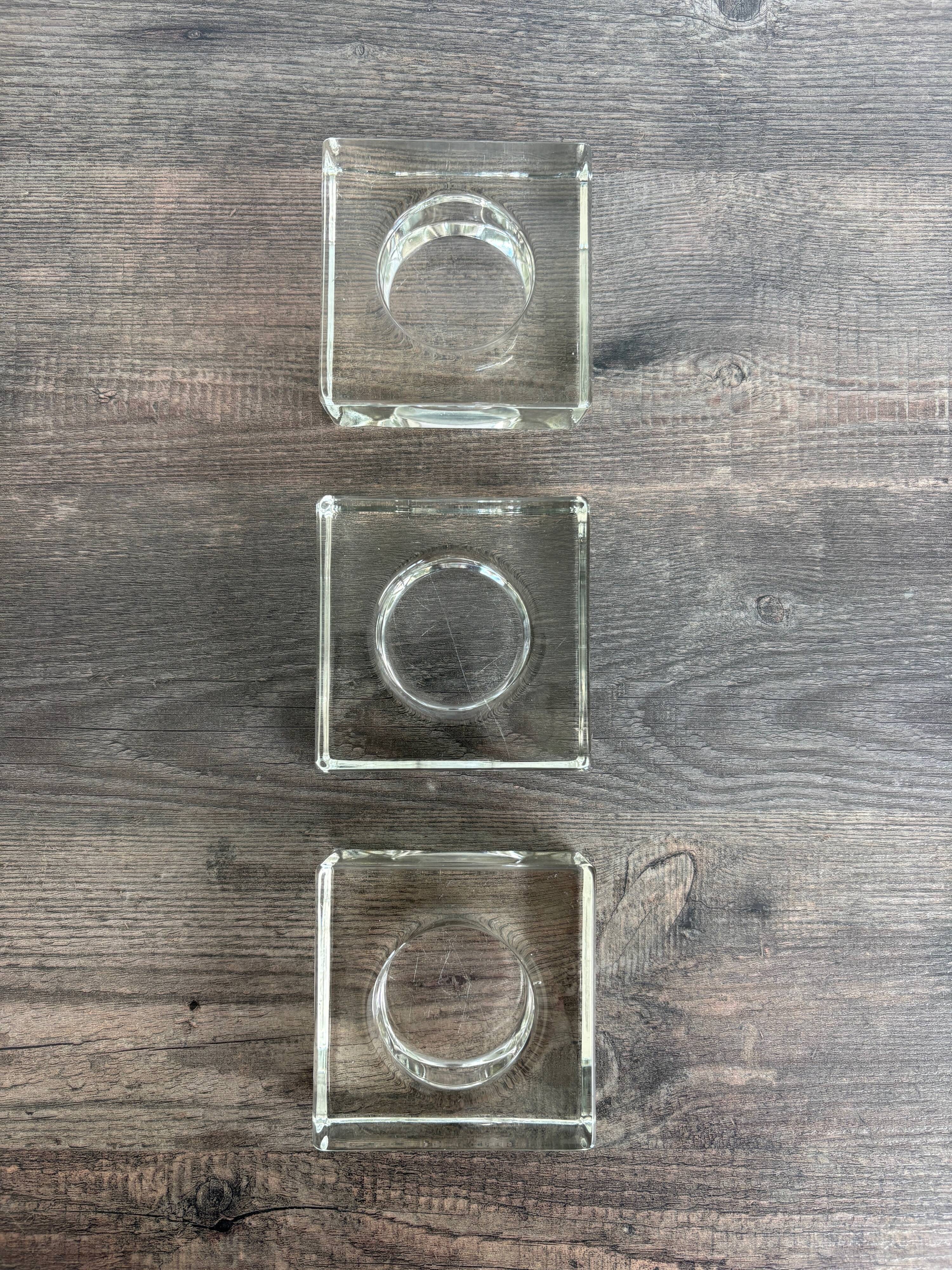 Set of 3 Cubic Glass Candle Holders