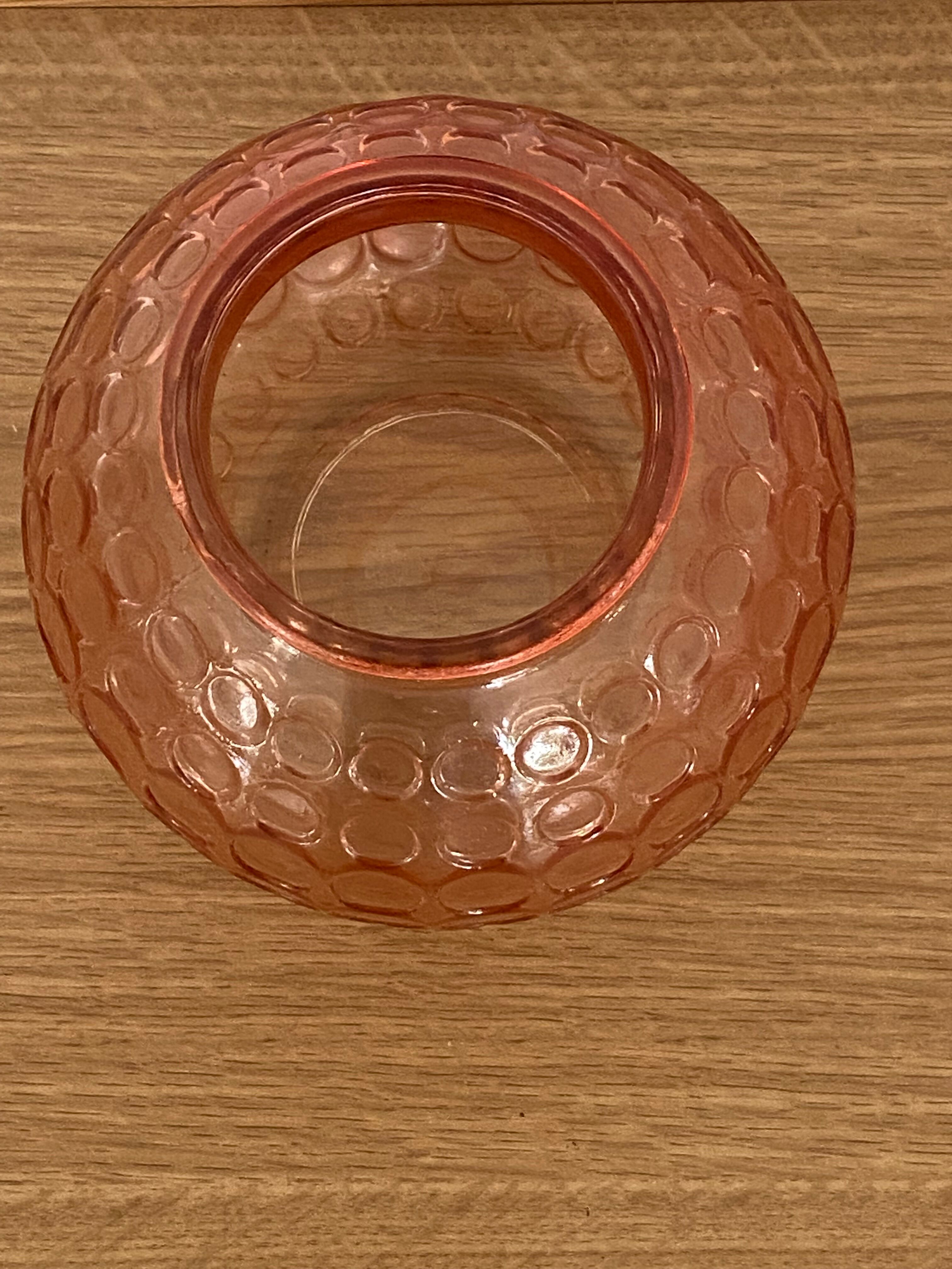 Pink round ball vase in glass