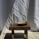Small stool, rectangular accent stool in solid teak wabi-sabi H26