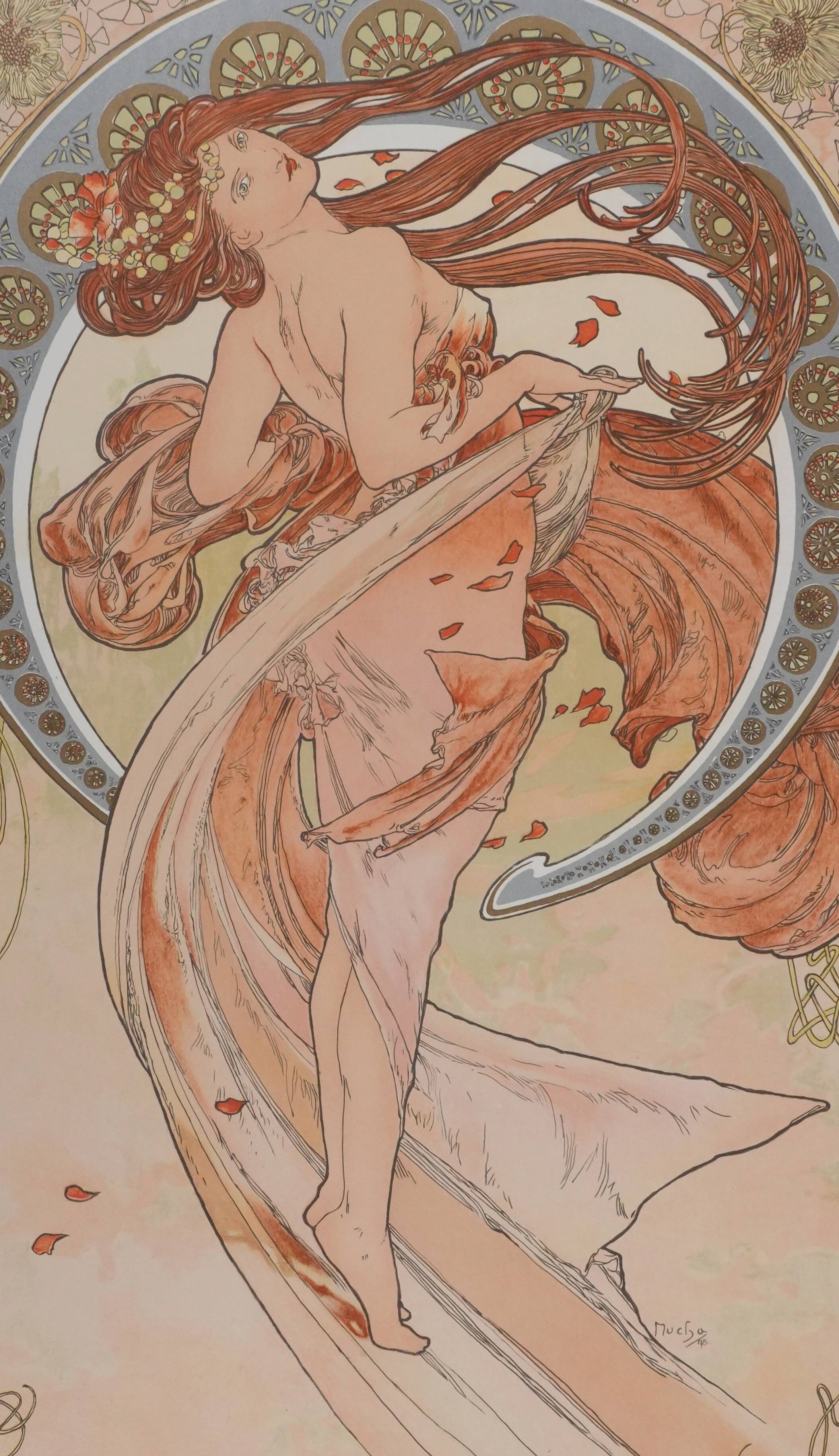 Alphonse Mucha: The Arts, Dance, signed lithograph
