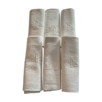 6 embroidered towels, chiffon cotton
