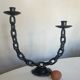 Brutalist beaten iron chain bougeoir 1970
