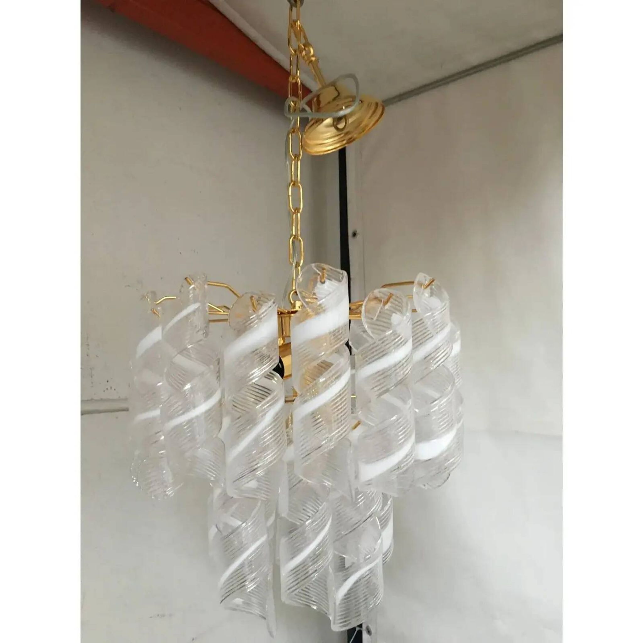 Murano Glass Virgola Chandelier by Simoeng