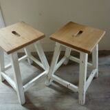 Pair of wooden workshop stools, 50s
