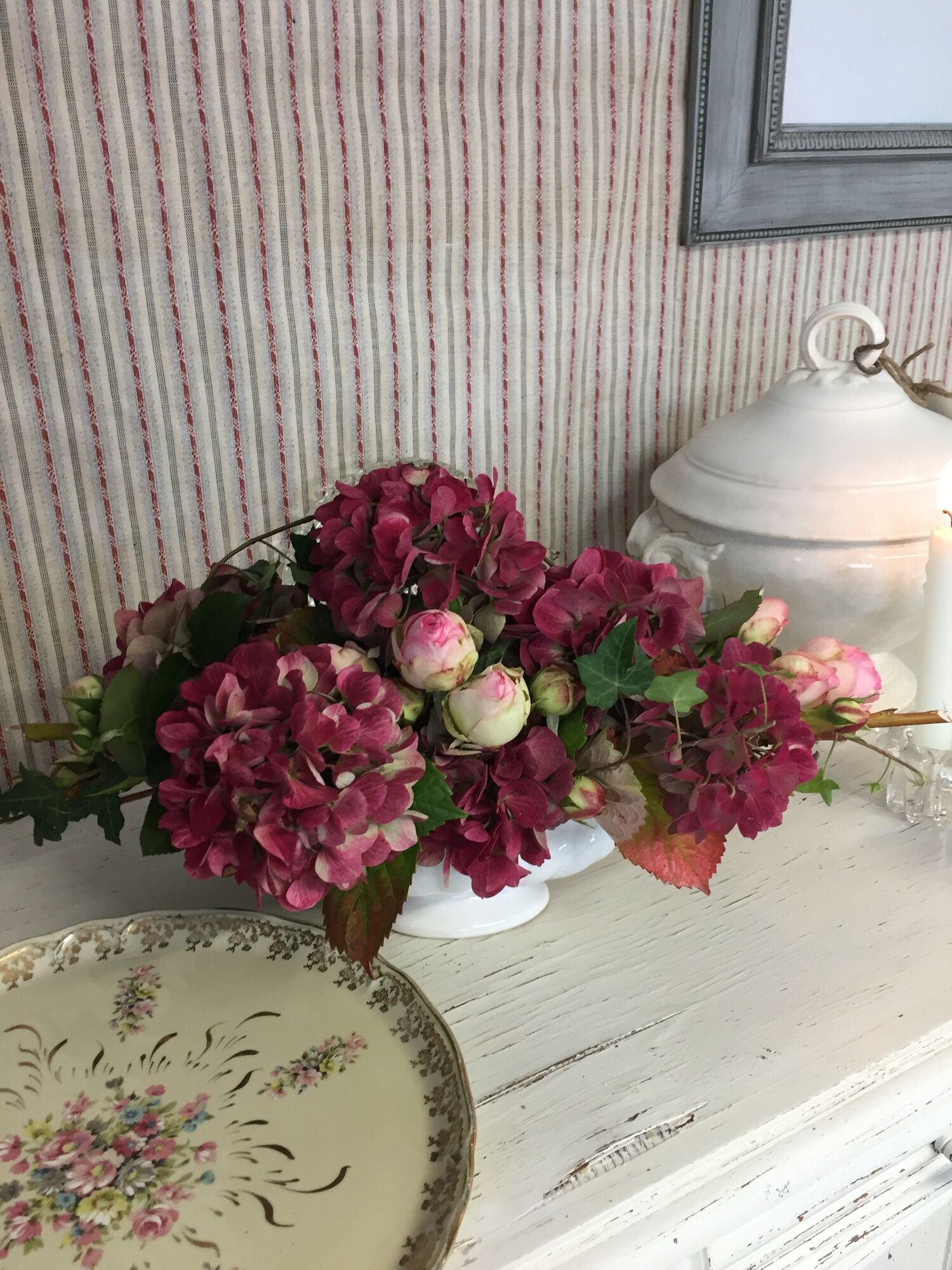 Round dish floral decoration made in france porcelain Limoges