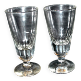 Set of 2 old bistro coffee glasses in thick cut glass MAZAGRAN 1920-1930