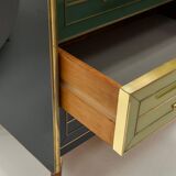 Italain Sideboard Made Of Solid Wood And Covered With Colored Glass 1950S