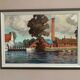 Original Swedish Oil on Panel - "Coastal Village" by Helge Andersson - Dated 1965 - Framed - 86 × 64 cm