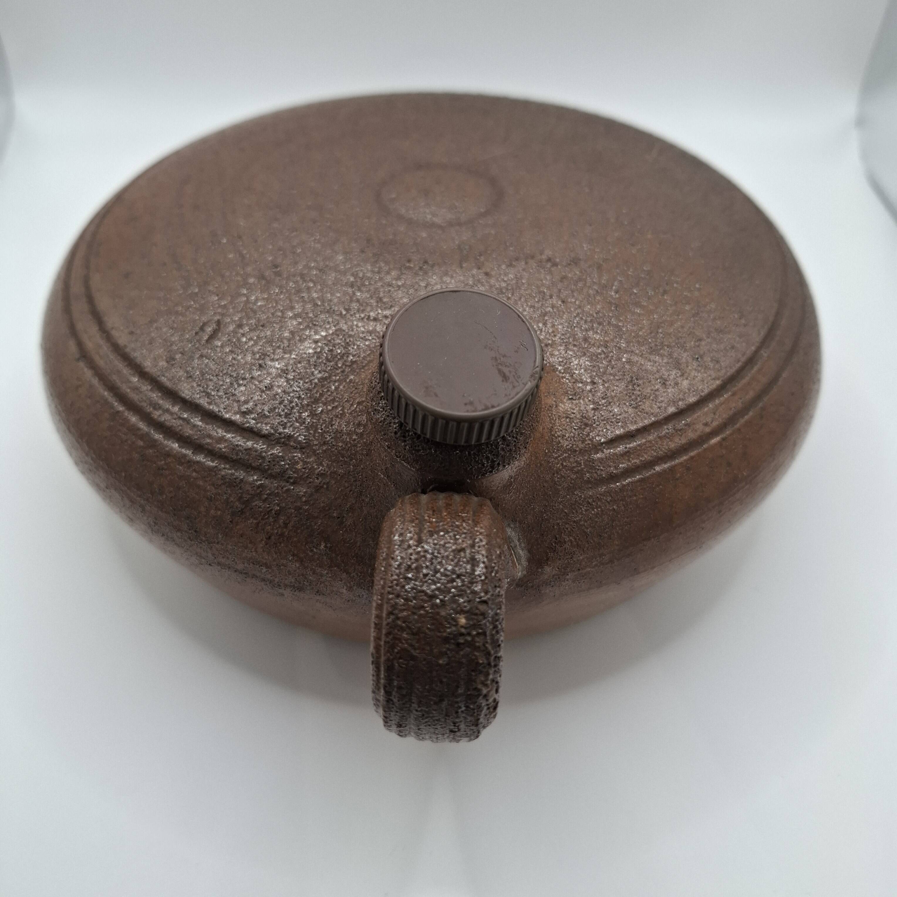 Stoneware hot water bottle, bed warmer, or round, flat bottle