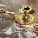 Brass hand candle holder with Egyptian decorations