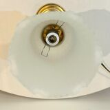 Vintage French Empire table lamp in gilded brass, opaline, pleated tulip, Belle Époque