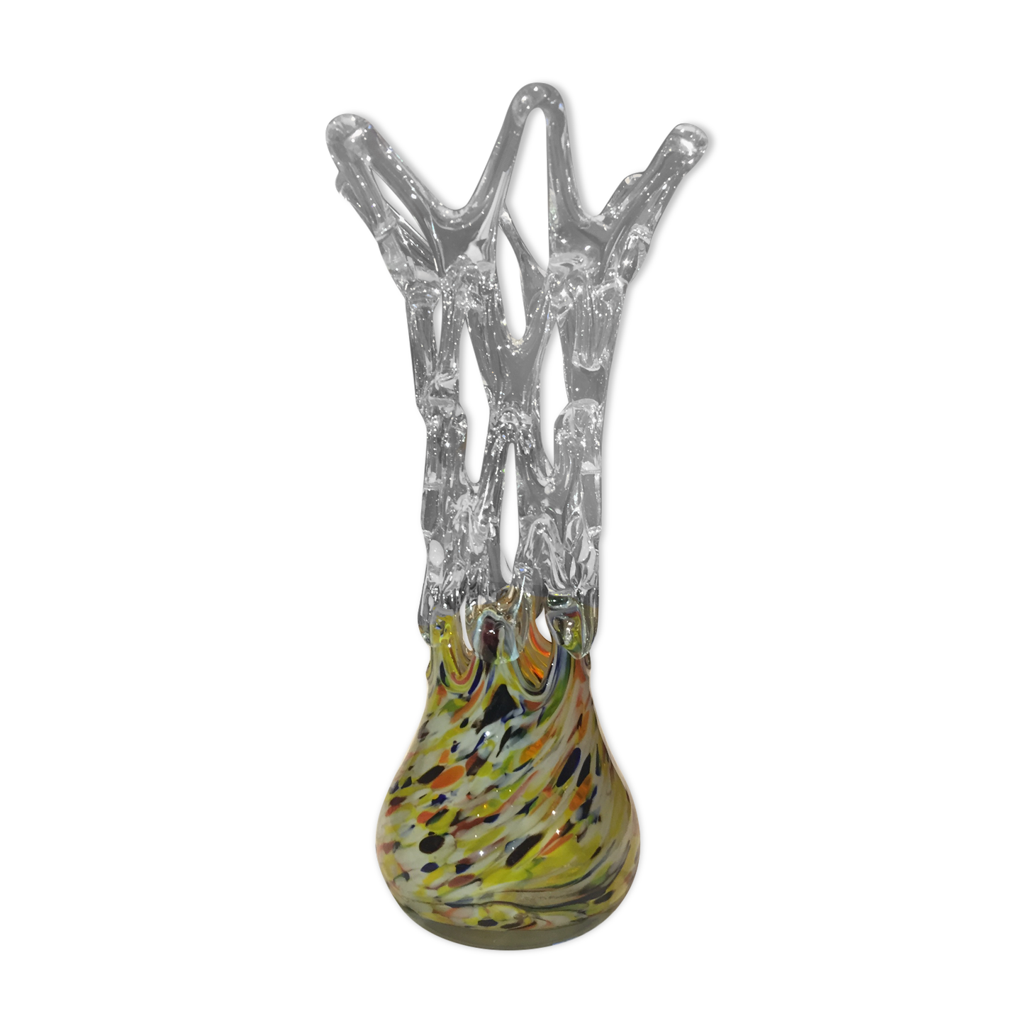 Openwork blown glass vase