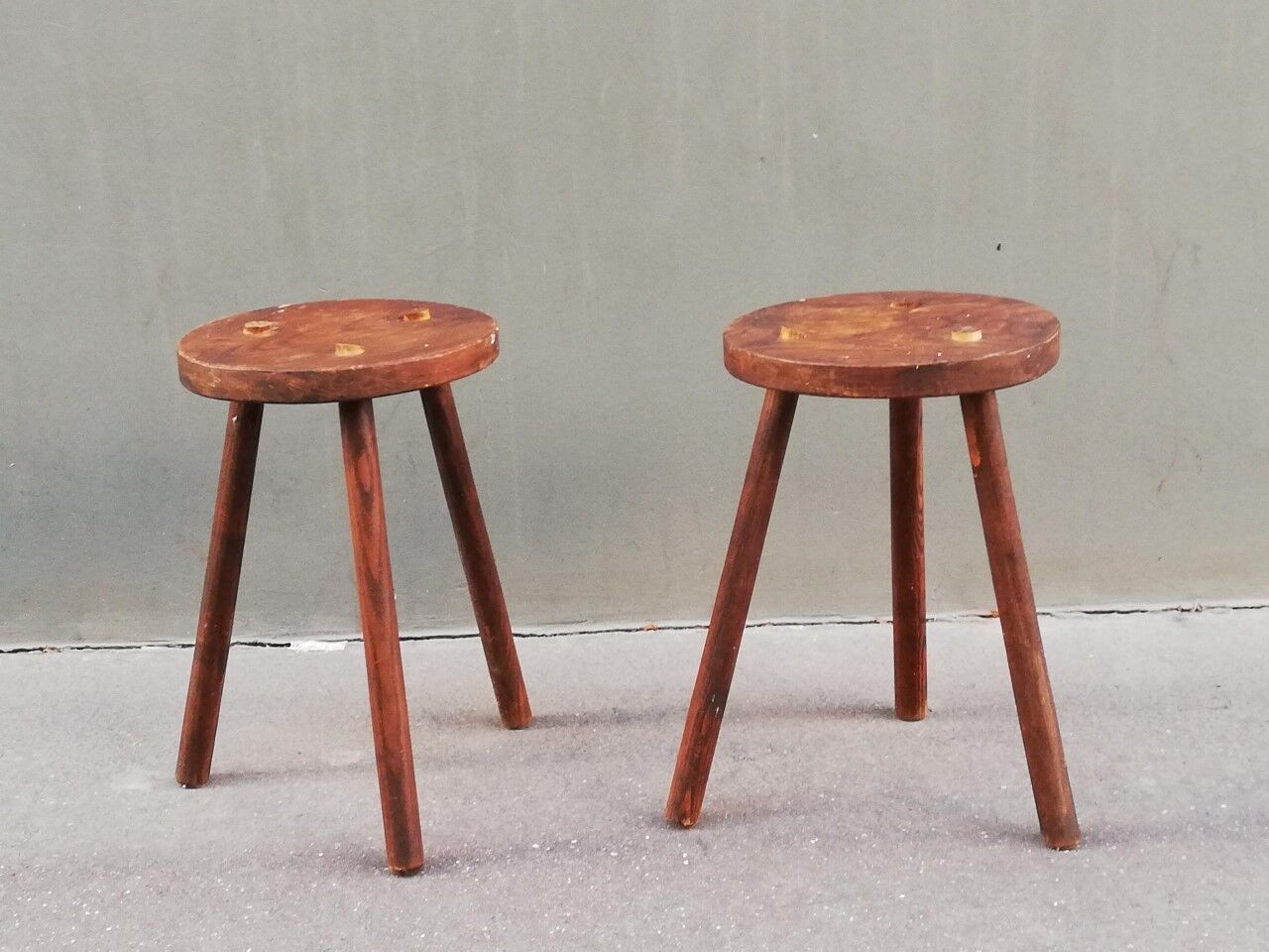 Pair of vintage tripod stools
