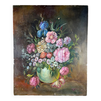 Tableau peinture huile bouquet de fleur