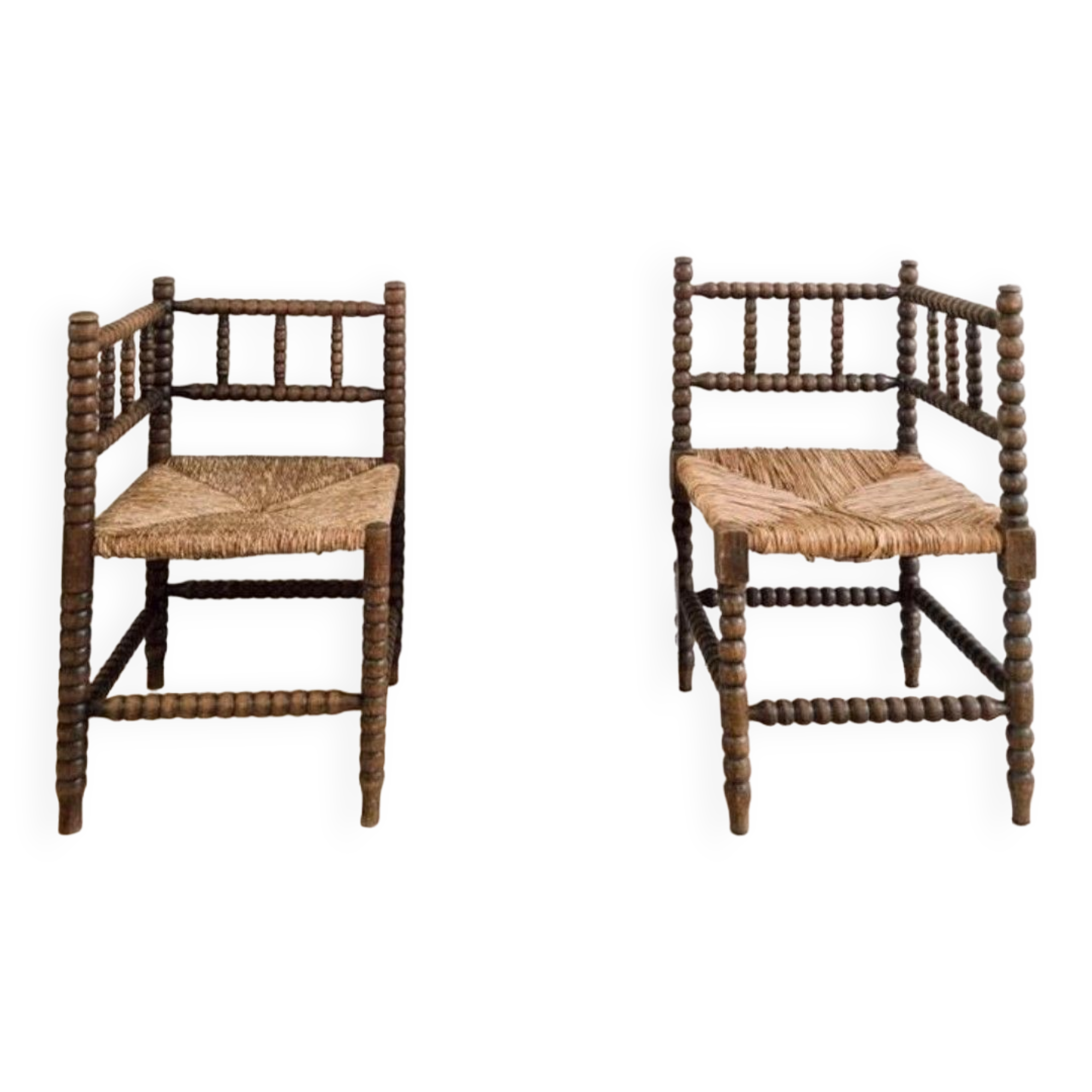 Pair of turned wooden chairs, Netherlands 1940s