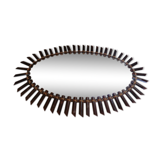 Large oval bamboo mirror 72 X 52 cm