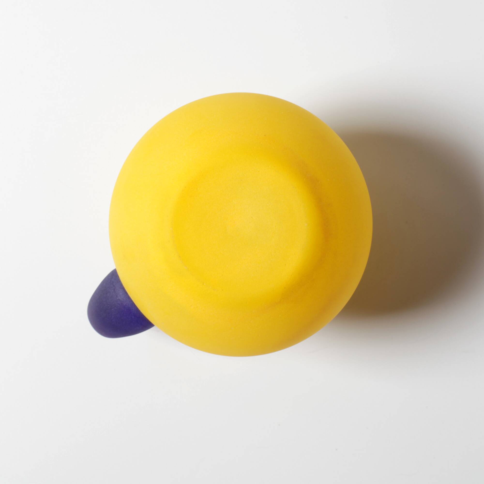 Small Vintage Frosted Glass Yellow and Blue Pitcher / Kosta Boda / Sweden /