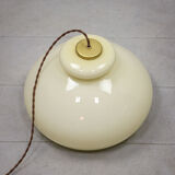 Mid-century Yellow Glass & Brass Pendant Lamp