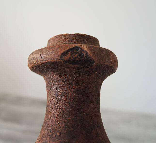 Old anthropomorphic terracotta vase pitcher