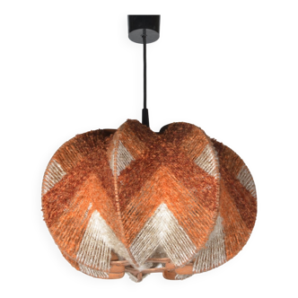 Scandinavian pendant lamp in wood and wool