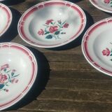 Lot of seven old soup plates from the 40s/50s decorated with roses