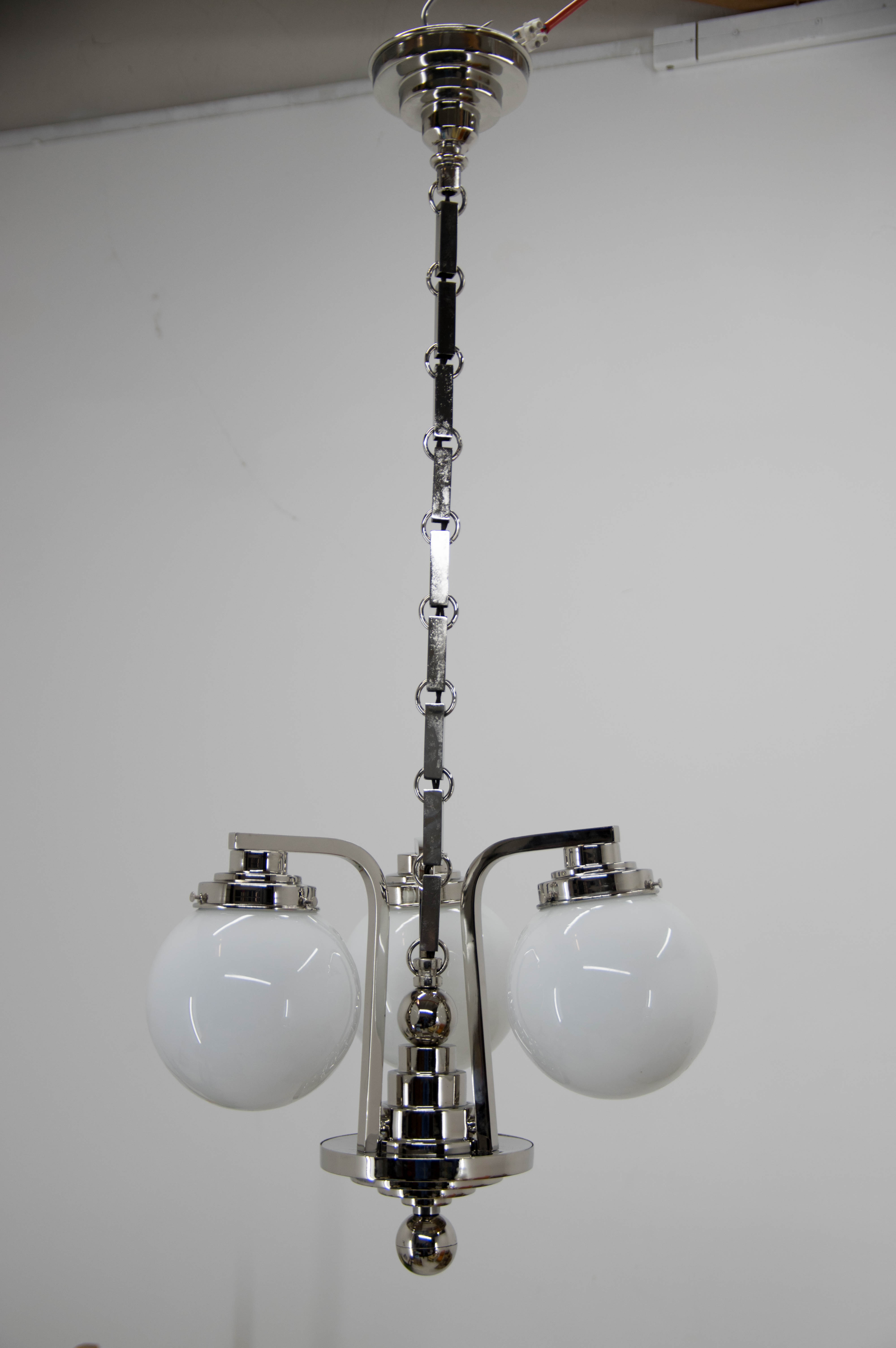 Art Deco 3-flamming Chandelier, 1920s