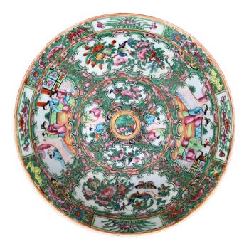 Plat Chinois en porcelaine de Canton, famille rose, XIXeme