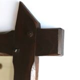 Rectangular mirror with bevelled wooden frame, 1970s.